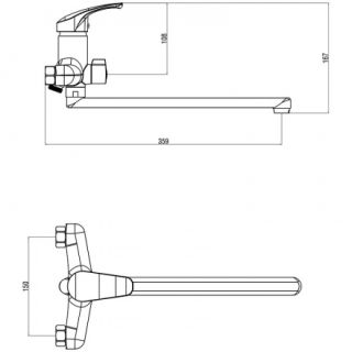 Смеситель для ванны/душа OneLife P01-211cr полимерный