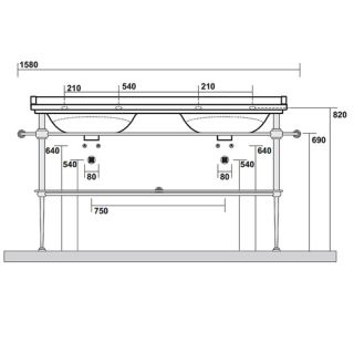 Консоль для раковины Kerasan Waldorf 9195K2oro золото