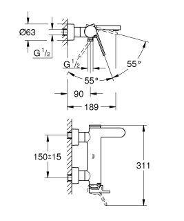 Смеситель для ванны Grohe Plus 33553003 хром