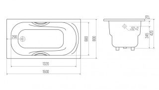 Ванна чугунная Goldman Nova NV15075 150x80см с ножками