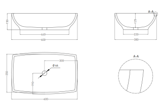Накладная раковина Salini Gloria 04 S-Stone 1102204MRF 60см RAL полностью