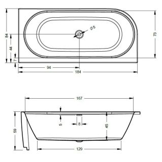 Акриловая ванна Riho Desire Corner Velvet B088001105 L 184х84см белый матовый