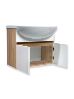 Тумба Runo Лада 50 подвесная блэквуд/белый под умывальник Уют 50 (00-00004577)