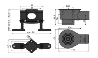 Сифон AlcaPlast DN50 и комплект регулируемых ног для модулярного желоба APZ13 высокий 58 л/мин APZ-S12