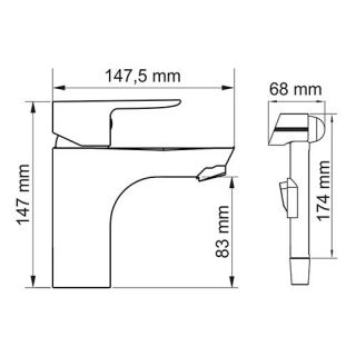 Wasserkraft Leine 3508 Смеситель для раковины с гигиенической лейкой
