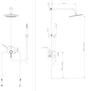 Душевая система скрытого монтажа Raiber Graceful RPG-005 золото матовое