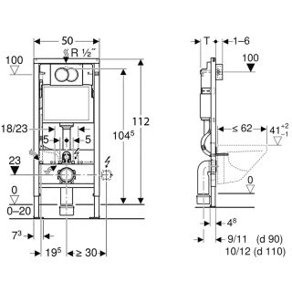 Инсталляция Geberit Delta 458.149.21.1 для унитаза с клавишей смыва Хром глянцевый