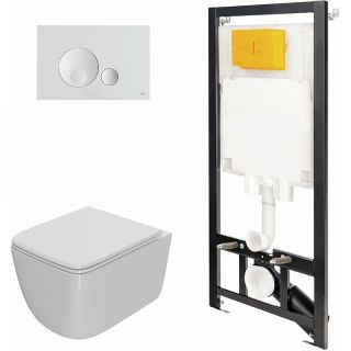 Комплект унитаза с инсталляцией Point Меркурий 886914GBO1+PN41831 с сиденьем Микролифт