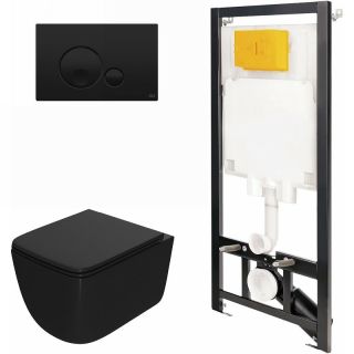 Комплект унитаза с инсталляцией Point Меркурий 886914GBO3+PN41831BM с сиденьем Микролифт