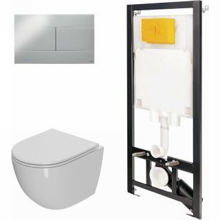 Комплект унитаза с инсталляцией Point Афина 886914SIOO+PN41041 с сиденьем Микролифт