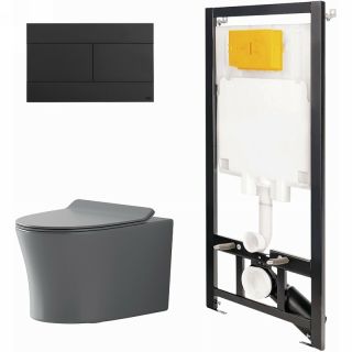 Комплект унитаза с инсталляцией Point Вега 886914SLO3+PN41711GM с сиденьем Микролифт