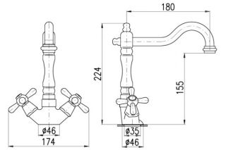 Смеситель для раковины Rav Slezak Morava retro MK321.5/8CMATSM черный