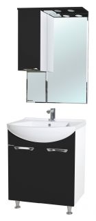 Зеркало-шкаф с подсветкой Bellezza Альфа 55см левый чёрный 00000005256