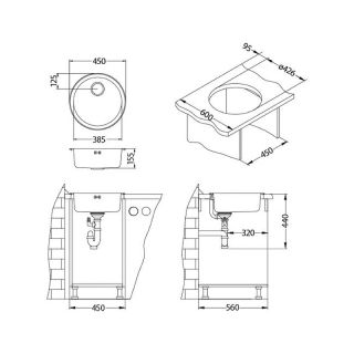 Кухонная мойка Alveus 1084837 Form 10 Nat-90 Fi 45x45