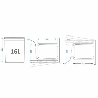 Ведро для мусора Alveus ALBIO 224311 ALBIO навесное прямоугольное нержавеющая сталь
