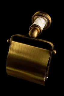 Держатель для туалетной бумаги с крышкой Boheme Murano 10901-W-BR бронза/белый