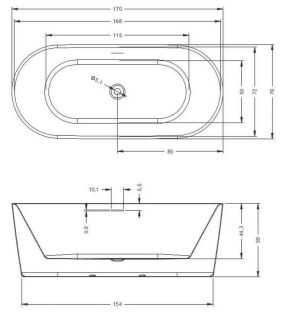 Акриловая ванна Riho Modesty Velvet B090001105 170х76см белый матовый
