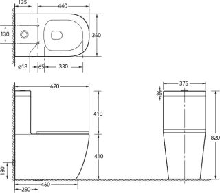 Унитаз-компакт SantiLine SL-5016MB безободковый чёрный матовый