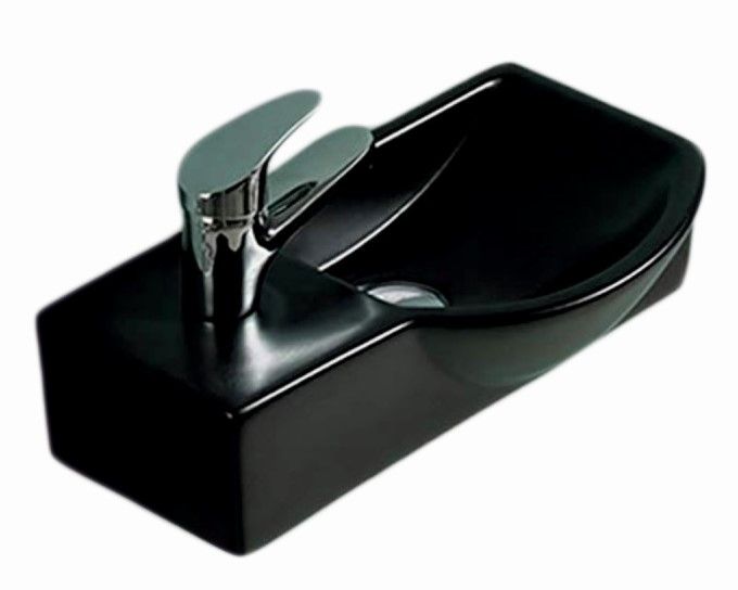 Раковина подвесная SantiLine SL-2013RMB 45см правая чёрный матовый