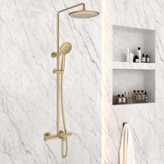 Душевая система Vincea Desire VSFS-1D1TBG термостатическая брашированное золото