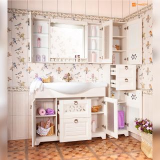 Тумба под раковину Бриклаер Кантри 4627125413674 120 см бежевый дуб прованс