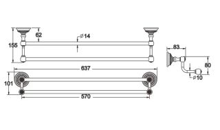 Полотенцедержатель Rose RG1427Q 64см бронза