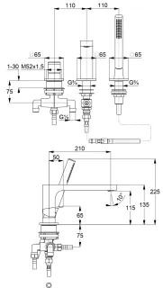 Смеситель на борт ванны Kludi Decus 54448N575 брашированный никель