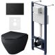 Комплект унитаза с инсталляцией AM.PM Spirit V2.0 FlashClean IS49038.701700MB с сиденьем Микролифт и Черной матовой клавишей смыва