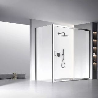 Боковая панель Veconi KP-13, 1200х1950 , хром, стекло прозрачное