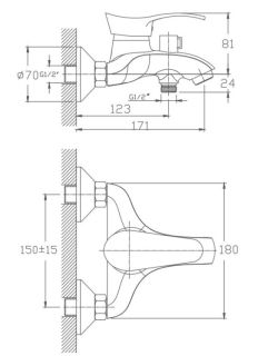 Смеситель для ванны Haiba HB6001 хром