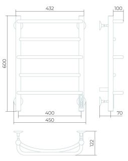 Электрический полотенцесушитель Larusso Евромикс П5 40x60см чёрный матовый 4670078536464