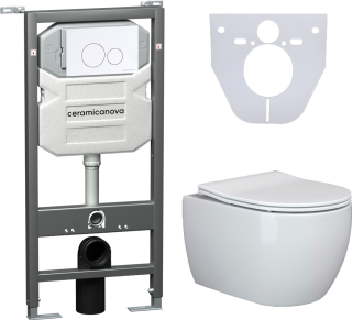 Комплект с инсталляцией Ceramica Nova CN3001_1001W_1000 унитаз Play CN3001 крышка-сиденье с микролифтом и инсталляция Envision CN1001W с белой матовой кнопкой смыва Round