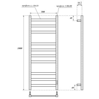 Полотенцесушитель электрический Point Меркурий П10 PN83850B 50 см черный