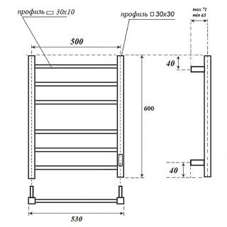 Полотенцесушитель электрический Point Меркурий П6 PN83856W 50 см белый