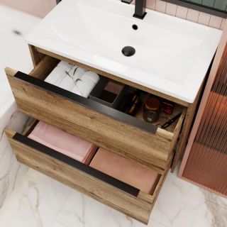 Тумба под раковину La Fenice Tesoro FNC-01-TES-DKK-80-2 Б Дуб канзас коричневый 80 см