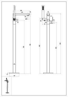 Смеситель напольный Boheme QUBIC Nickel Brush никель