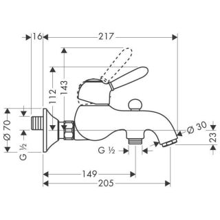 Смеситель для ванны Hansgrohe Carlton 17410090 хром золото