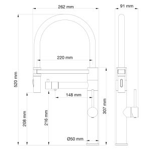 Смеситель для кухни Wonzon & Woghand WW-88458007-BGM с гибким изливом и подключением фильтра тёмный графит