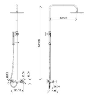 Душевая стойка Boheme Stick 128-BCR чёрный/хром