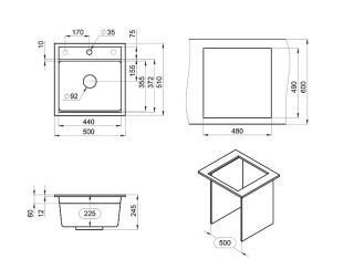 Мойка кухонная Granula Kitchen Space 5002, АРКТИК