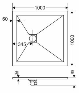 Душевой поддон Grossman Strong GR-S2100100Q 100x100см графит