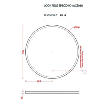 Зеркало Artceram Lord ACS016 56 в металлической раме с LED-подсветкой и сенсорным выключателем moka