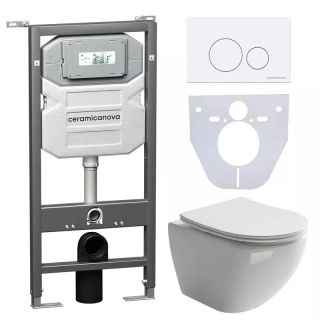 Комплект с инсталляцией Ceramica Nova CN4002_1001W_1000 унитаз Metropol CN4002 крышка-сиденье с микролифтом и инсталляция Envision CN1001W с белой матовой кнопкой смыва Round