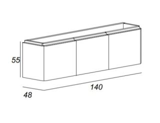 Тумба Cezares под раковину подвесная, с шестью выдвижными ящиками 55230 Bianco opaco, 140x48x55