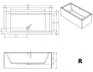 Акриловая ванна Riho Lugo Plug and Play B136014005 R 190х90см белый
