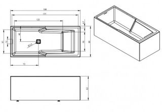 Акриловая ванна Riho Still Shower Fall Plug and Play B103022005 R заполнение через перелив 180х80см белый