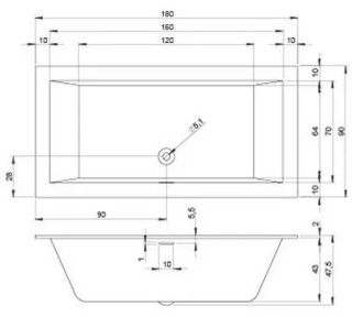 Акриловая ванна Riho Rethink Cubic B107001005 180х90см белый