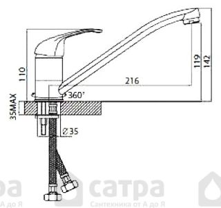 Смеситель для раковины Rossinka A35-21 Хром