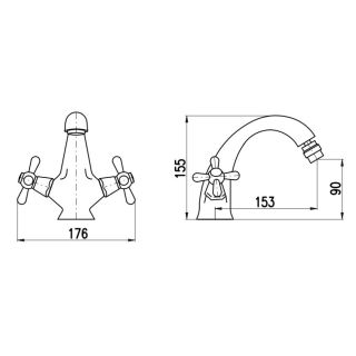 Смеситель для биде Rav Slezak Morava Retro MK143.5KCMATSM черный матовый бронза