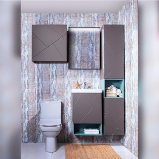 Зеркальный шкаф с подсветкой Бриклаер Кристалл 4627125414589 65 см ясень анкор темный